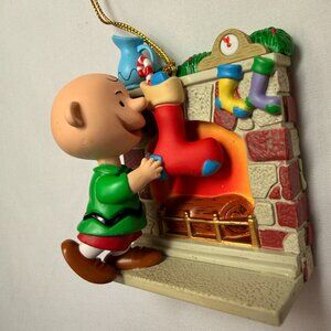 Peanuts Kurt Adler Christmas Tree Ornament Charlie Brown Stocking Fireplace